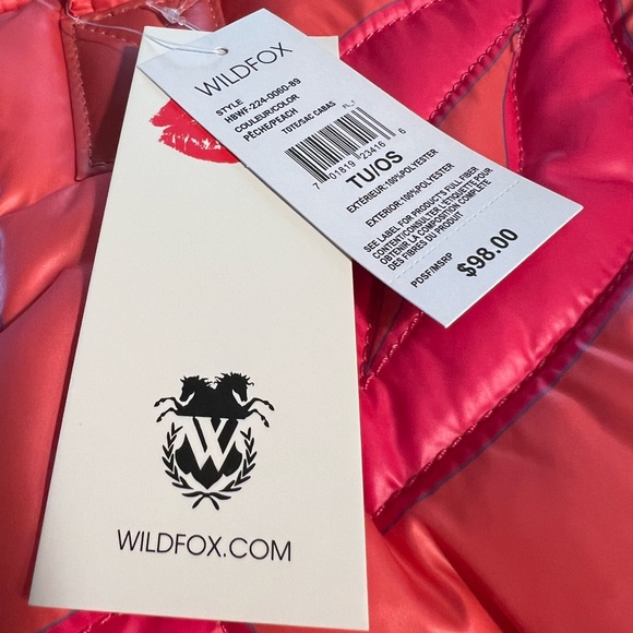 Wildfox NWT Fun Pink Peach Quilted Lips Puffy Beach Travel Tote - Picture 3 of 8